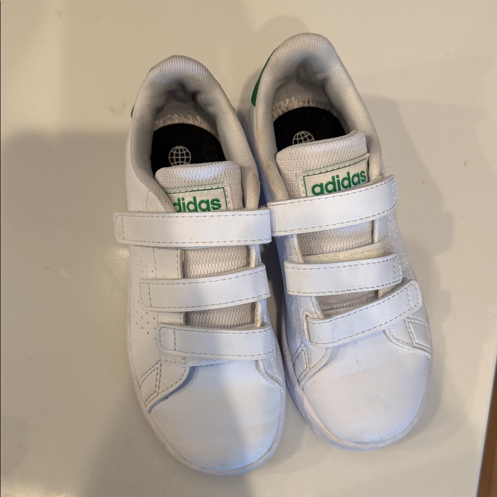 Adidas Kids White and Green Sneakers